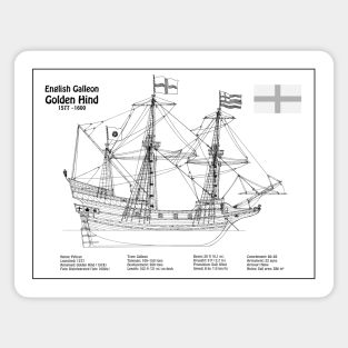 Golden Hind or Golden Hinde. Francis Drake Ship - BDL Magnet